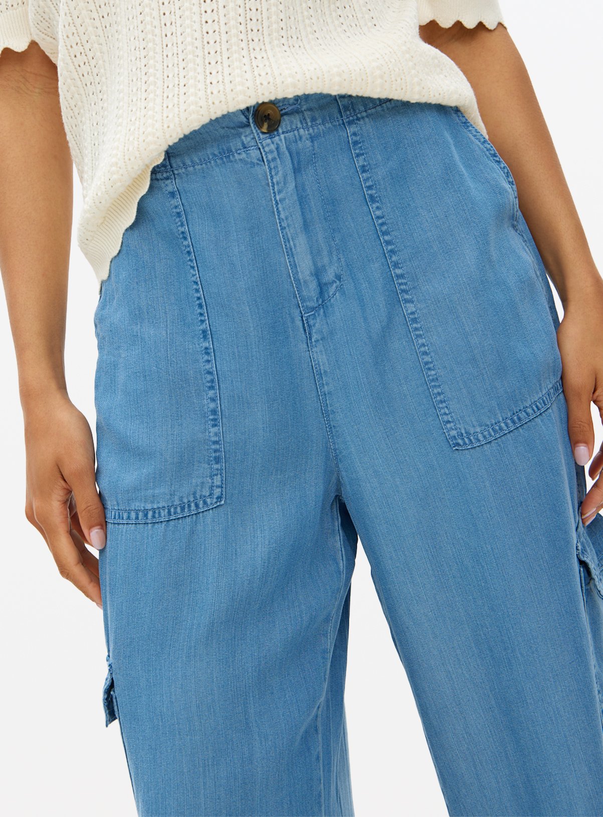 Mid Blue Denim Utility Trousers  20 - Image 3 thumbnail
